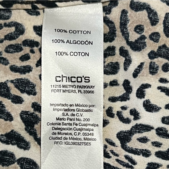 Chico's No Iron Cheetah Animal Print Shirt-Tunic Size Small Top Leopard Buttonup - Picture 5 of 8